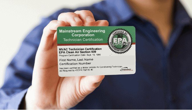 Sample of EPA 608 Universal Certification Card